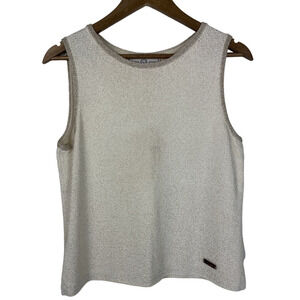 St. John Sport by MarieCream Gold Threading Beige Accent Tank Top S